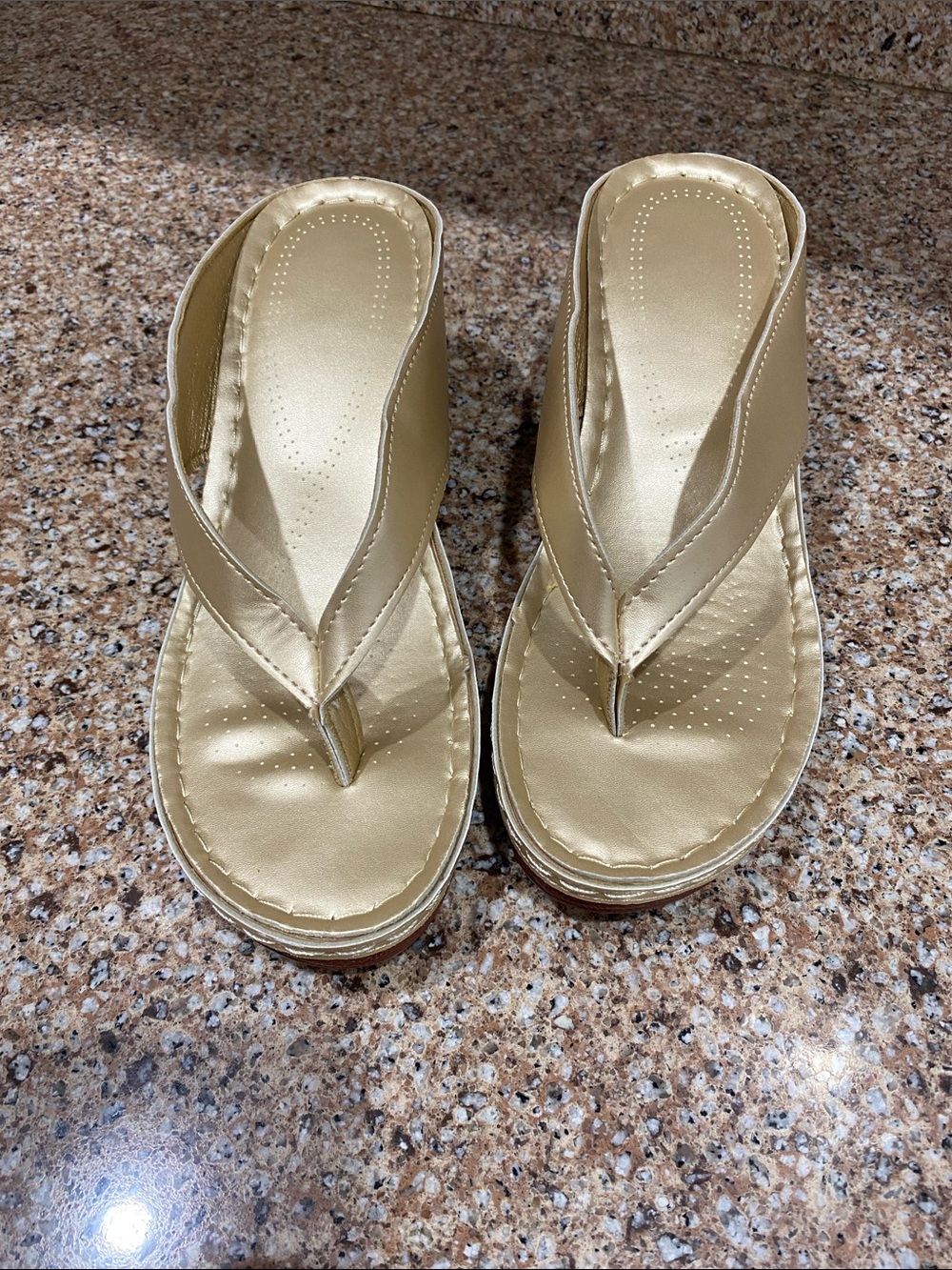 Women’s Metallic Gold Platform Thong Sandals